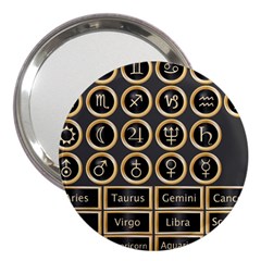 Black And Gold Buttons And Bars Depicting The Signs Of The Astrology Symbols 3  Handbag Mirrors by Amaryn4rt