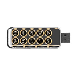 Black And Gold Buttons And Bars Depicting The Signs Of The Astrology Symbols Portable Usb Flash (one Side) by Amaryn4rt