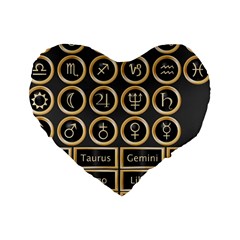 Black And Gold Buttons And Bars Depicting The Signs Of The Astrology Symbols Standard 16  Premium Heart Shape Cushions by Amaryn4rt