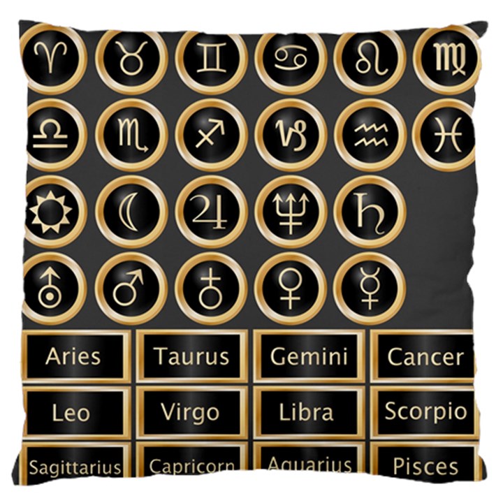 Black And Gold Buttons And Bars Depicting The Signs Of The Astrology Symbols Standard Flano Cushion Case (Two Sides)