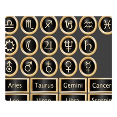 Black And Gold Buttons And Bars Depicting The Signs Of The Astrology Symbols Double Sided Flano Blanket (large)  by Amaryn4rt