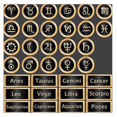 Black And Gold Buttons And Bars Depicting The Signs Of The Astrology Symbols Large Satin Scarf (square) by Amaryn4rt