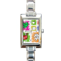 A Set Of Watercolour Icons Rectangle Italian Charm Watch by Amaryn4rt