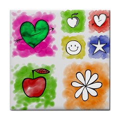 A Set Of Watercolour Icons Tile Coasters by Amaryn4rt