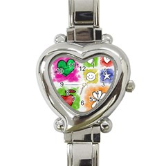 A Set Of Watercolour Icons Heart Italian Charm Watch by Amaryn4rt