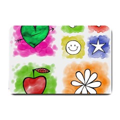 A Set Of Watercolour Icons Small Doormat  by Amaryn4rt