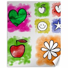 A Set Of Watercolour Icons Canvas 11  X 14   by Amaryn4rt