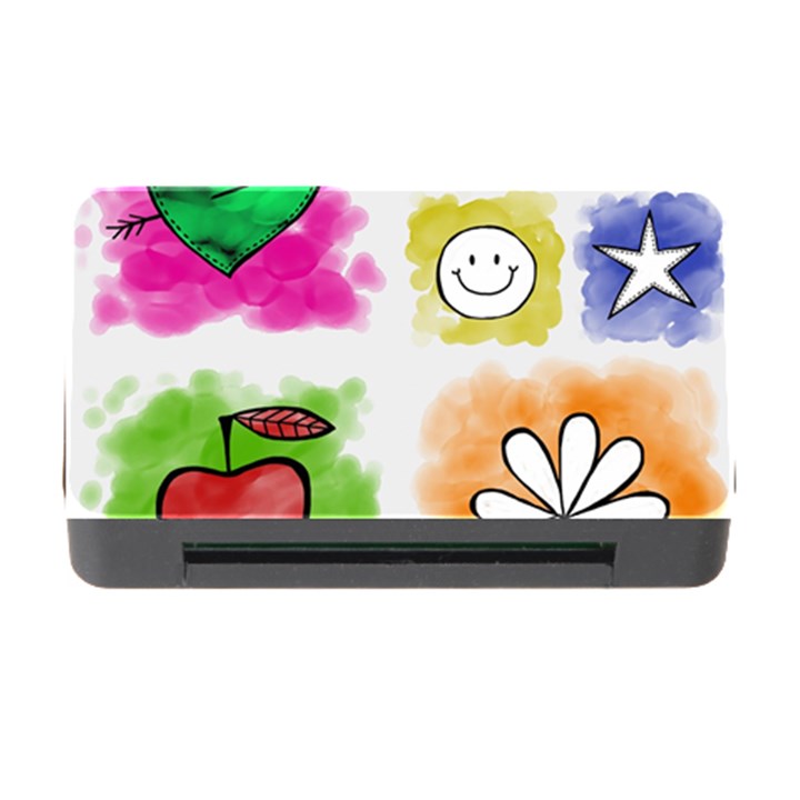 A Set Of Watercolour Icons Memory Card Reader with CF