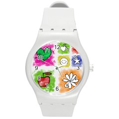 A Set Of Watercolour Icons Round Plastic Sport Watch (m) by Amaryn4rt