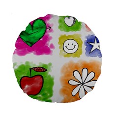 A Set Of Watercolour Icons Standard 15  Premium Round Cushions by Amaryn4rt