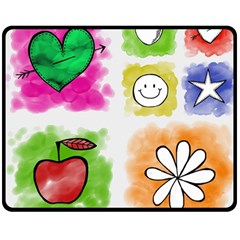 A Set Of Watercolour Icons Double Sided Fleece Blanket (medium) 