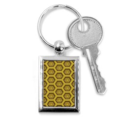 Golden 3d Hexagon Background Key Chains (rectangle)  by Amaryn4rt