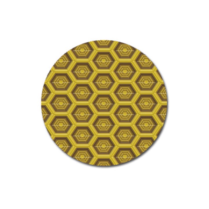 Golden 3d Hexagon Background Magnet 3  (Round)