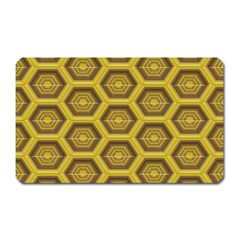 Golden 3d Hexagon Background Magnet (rectangular) by Amaryn4rt