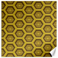 Golden 3d Hexagon Background Canvas 16  X 16   by Amaryn4rt