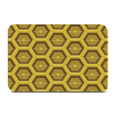 Golden 3d Hexagon Background Plate Mats by Amaryn4rt