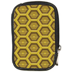 Golden 3d Hexagon Background Compact Camera Cases by Amaryn4rt