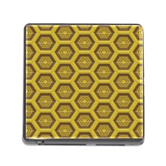 Golden 3d Hexagon Background Memory Card Reader (square) by Amaryn4rt