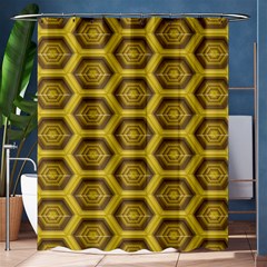 Golden 3d Hexagon Background Shower Curtain 60  X 72  (medium)  by Amaryn4rt