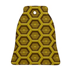 Golden 3d Hexagon Background Ornament (bell)