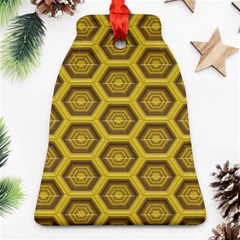 Golden 3d Hexagon Background Bell Ornament (two Sides)