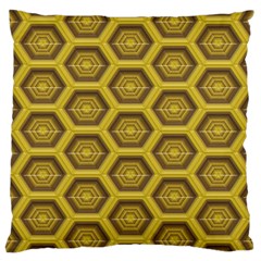 Golden 3d Hexagon Background Large Cushion Case (one Side)