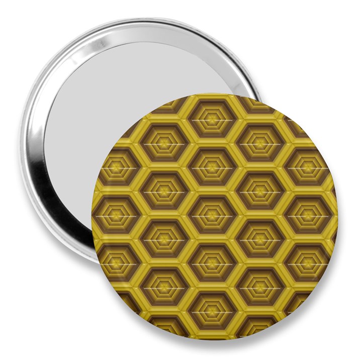 Golden 3d Hexagon Background 3  Handbag Mirrors