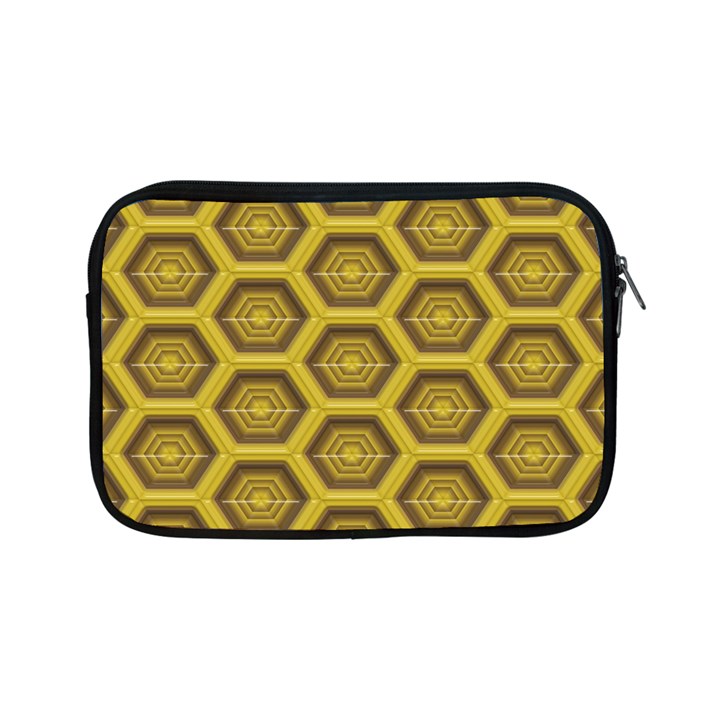 Golden 3d Hexagon Background Apple iPad Mini Zipper Cases