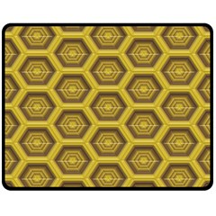 Golden 3d Hexagon Background Double Sided Fleece Blanket (medium) 