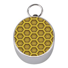 Golden 3d Hexagon Background Mini Silver Compasses