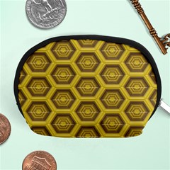 Golden 3d Hexagon Background Accessory Pouches (medium)  by Amaryn4rt