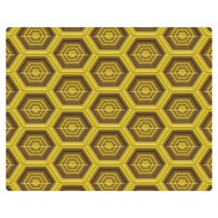 Golden 3d Hexagon Background Double Sided Flano Blanket (medium) 