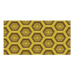 Golden 3d Hexagon Background Satin Shawl by Amaryn4rt