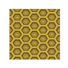 Golden 3d Hexagon Background Small Satin Scarf (square) by Amaryn4rt