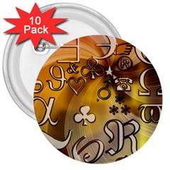 Symbols On Gradient Background Embossed 3  Buttons (10 pack) 