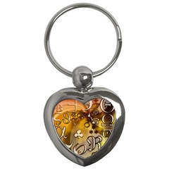 Symbols On Gradient Background Embossed Key Chains (Heart) 