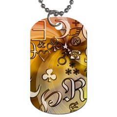 Symbols On Gradient Background Embossed Dog Tag (One Side)