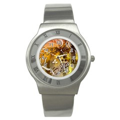 Symbols On Gradient Background Embossed Stainless Steel Watch