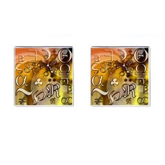 Symbols On Gradient Background Embossed Cufflinks (Square)