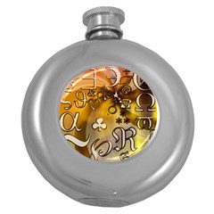 Symbols On Gradient Background Embossed Round Hip Flask (5 oz)