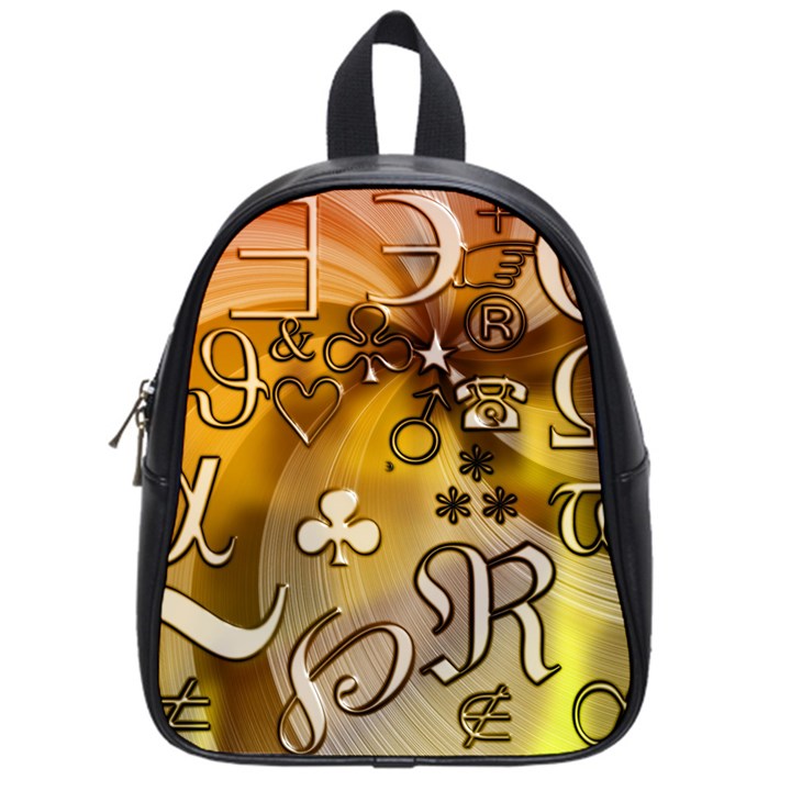 Symbols On Gradient Background Embossed School Bags (Small) 