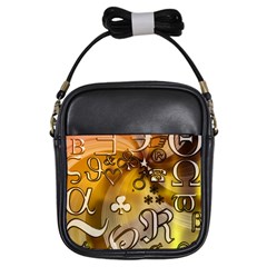 Symbols On Gradient Background Embossed Girls Sling Bags