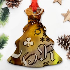 Symbols On Gradient Background Embossed Ornament (Christmas Tree) 