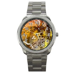 Symbols On Gradient Background Embossed Sport Metal Watch by Amaryn4rt