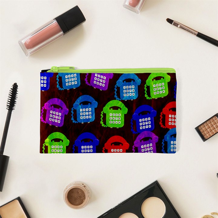 Grunge Telephone Background Pattern Cosmetic Bag (XS)