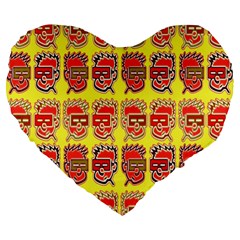 Funny Faces Large 19  Premium Flano Heart Shape Cushions by Amaryn4rt