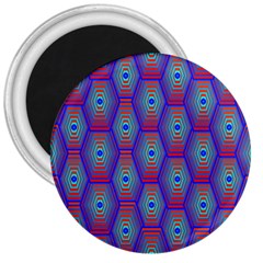 Red Blue Bee Hive Pattern 3  Magnets by Amaryn4rt