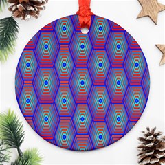 Red Blue Bee Hive Pattern Ornament (round) by Amaryn4rt