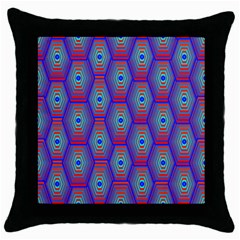 Red Blue Bee Hive Pattern Throw Pillow Case (black) by Amaryn4rt