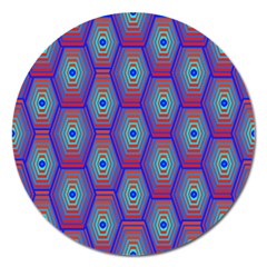 Red Blue Bee Hive Pattern Magnet 5  (round) by Amaryn4rt